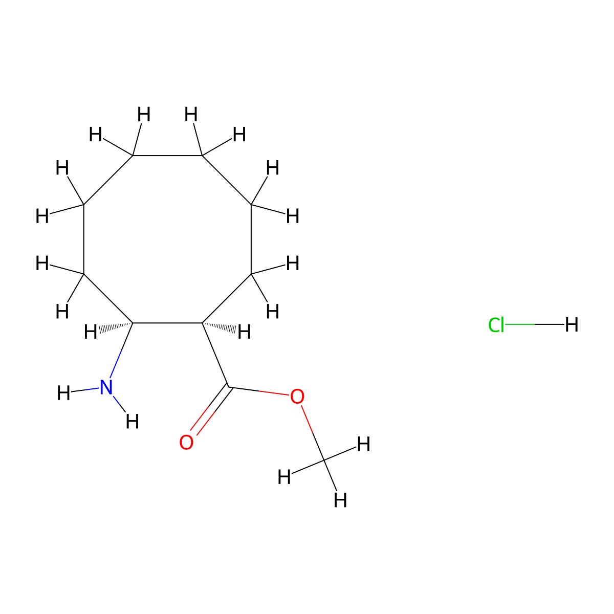 rac-methyl (1R,2S)-2-aminocyclooctane-1-carboxylate hydrochloride molecular structure, CAS 1033756-98-7