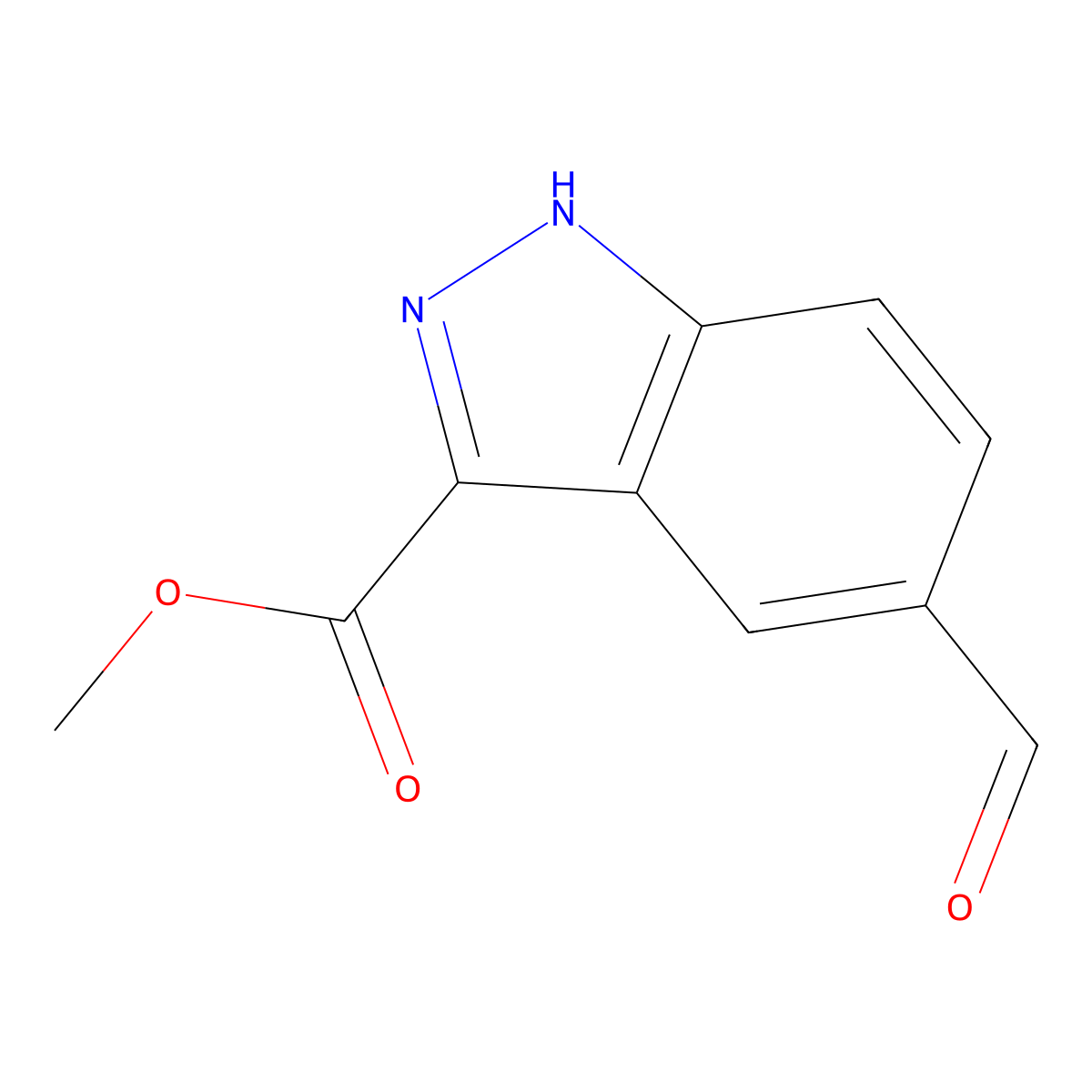 methyl 5-formyl-1H-indazole-3-carboxylate molecular structure, CAS 1033772-29-0