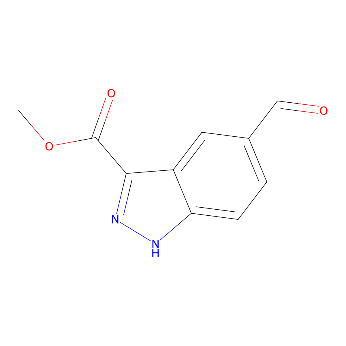 methyl 5-formyl-1H-indazole-3-carboxylate molecular structure, CAS 1033772-29-0