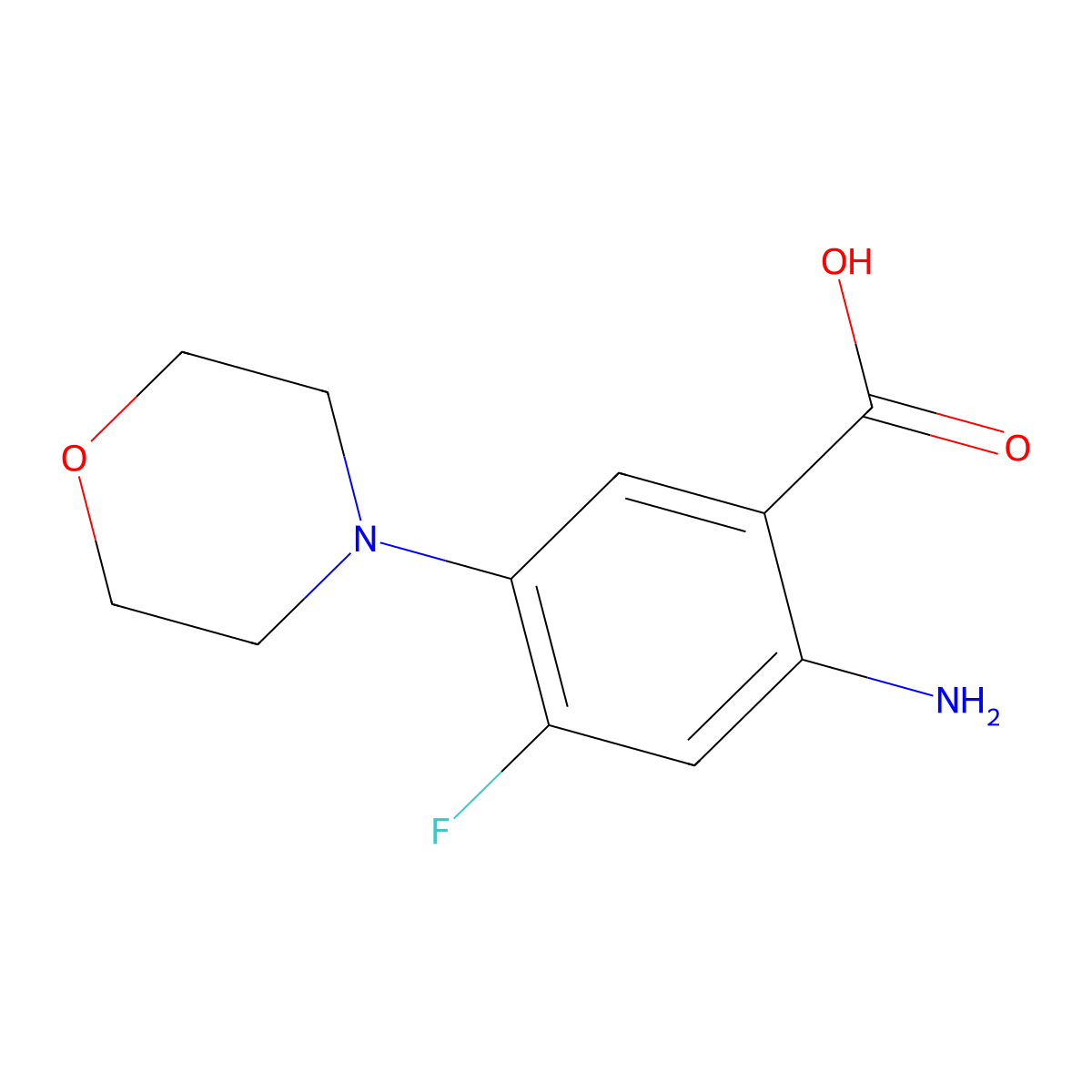2-Amino-4-fluoro-5-morpholinobenzoic acid molecular structure, CAS 1033778-63-0