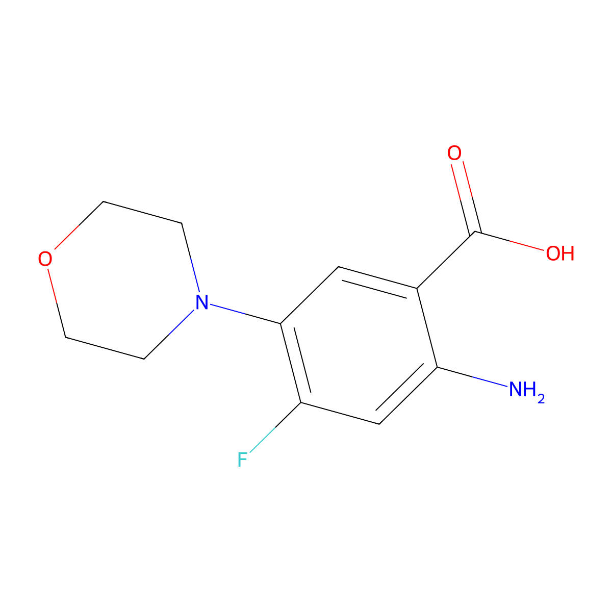2-Amino-4-fluoro-5-morpholinobenzoic acid molecular structure, CAS 1033778-63-0