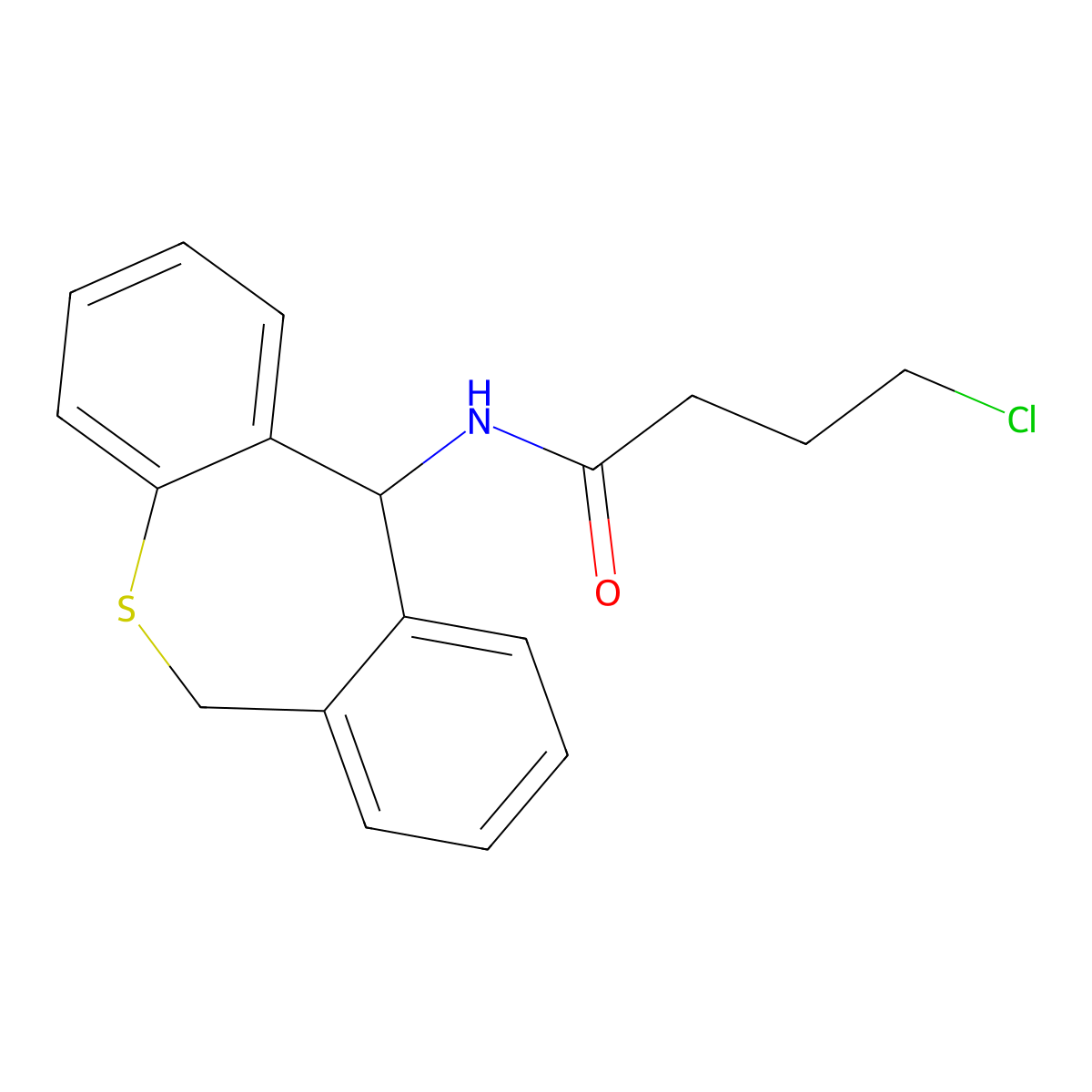 4-Chloro-N-(5,11-dihydro-10-thia-dibenzo[a,d]cyclohepten-5-yl)-butyramide molecular structure, CAS 103379-37-9