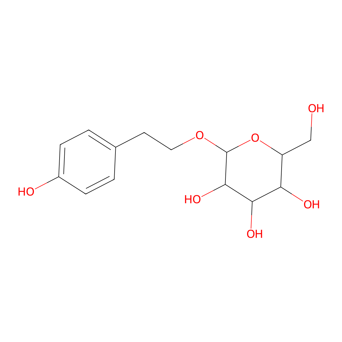 Salidroside molecular structure, CAS 10338-51-9