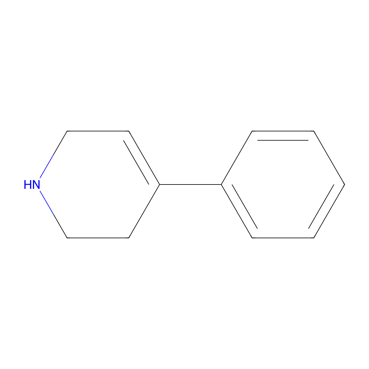1,2,3,6-Tetrahydro-4-phenylpyridine molecular structure, CAS 10338-69-9