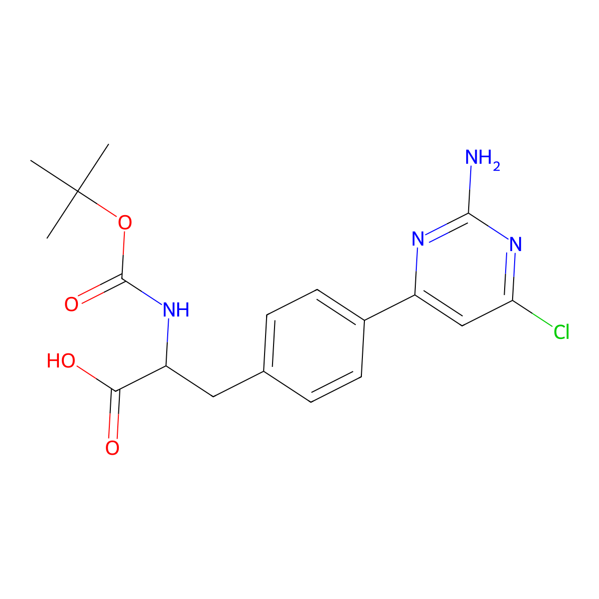 4-(2-Amino-6-chloropyrimidin-4-yl)-N-(tert-butoxycarbonyl)-L-phenylalanine molecular structure, CAS 1033804-86-2