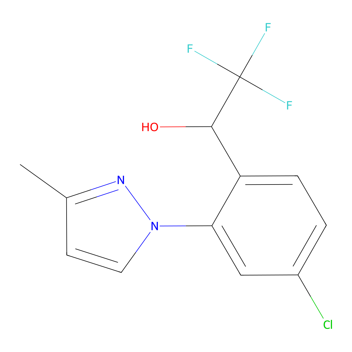1-(4-Chloro-2-(3-methyl-1H-pyrazol-1-yl)phenyl)-2,2,2-trifluoroethanol molecular structure, CAS 1033805-20-7