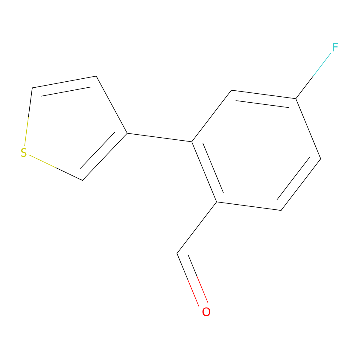 4-Fluoro-2-(3-thienyl)benzaldehyde molecular structure, CAS 1033805-59-2