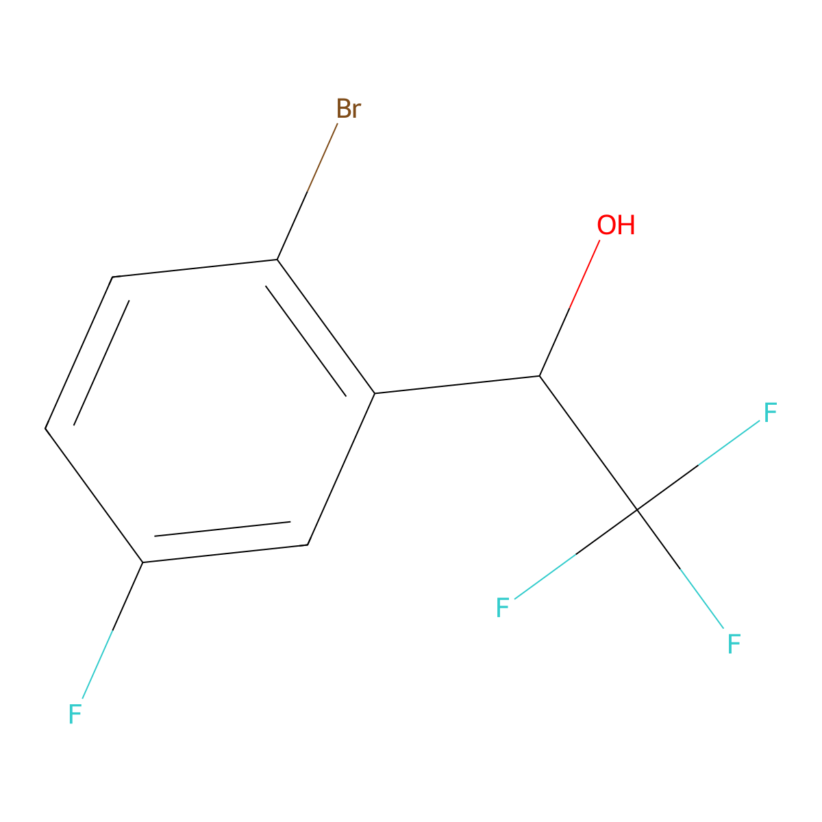 1-(2-Bromo-5-fluorophenyl)-2,2,2-trifluoroethan-1-ol molecular structure, CAS 1033805-68-3
