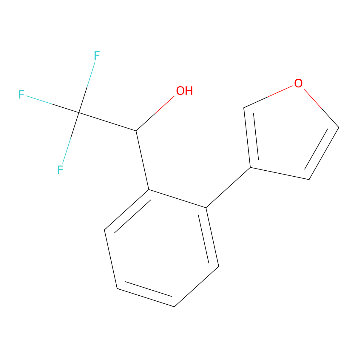 2,2,2-Trifluoro-1-(2-furan-3-yl-phenyl)-ethanol molecular structure, CAS 1033806-10-8
