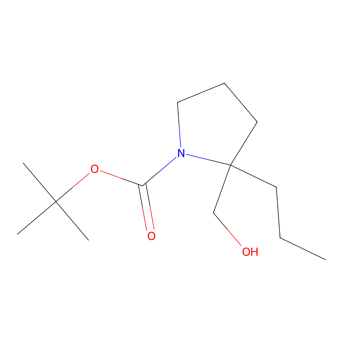 Tert-butyl 2-(hydroxymethyl)-2-propylpyrrolidine-1-carboxylate molecular structure, CAS 1033818-89-1