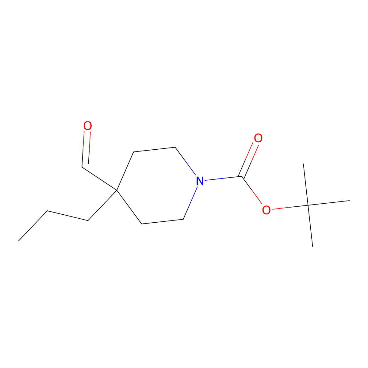 Tert-butyl 4-formyl-4-propylpiperidine-1-carboxylate molecular structure, CAS 1033819-08-7