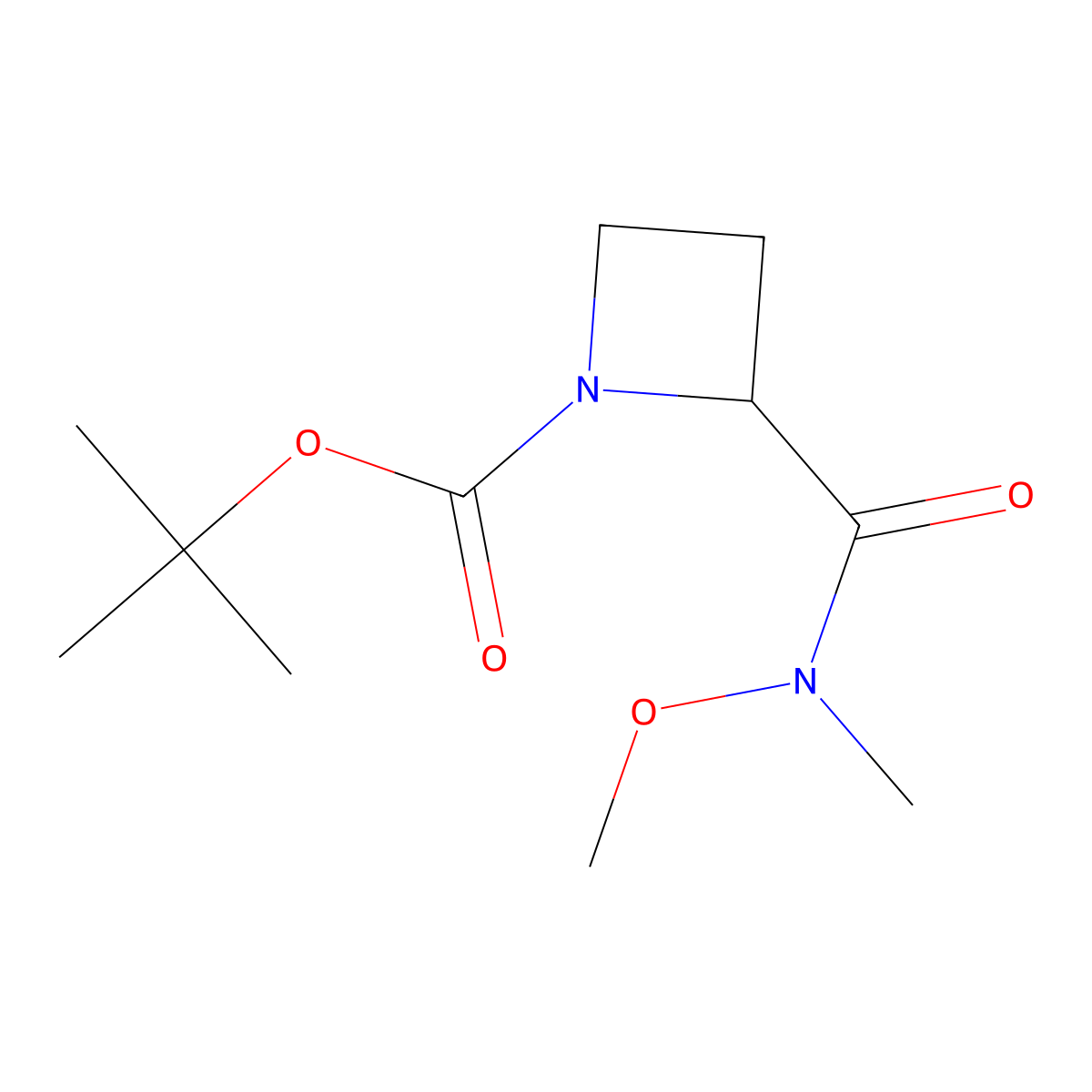 Tert-butyl 2-(methoxy(methyl)carbamoyl)azetidine-1-carboxylate molecular structure, CAS 1033819-10-1