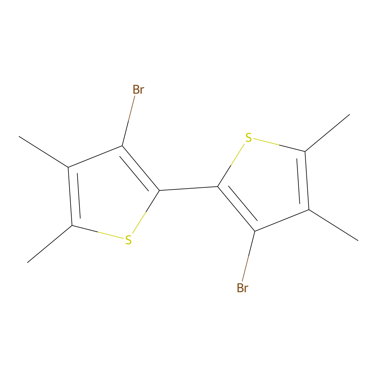 2,2'-Bithiophene, 3,3'-dibromo-4,4',5,5'-tetramethyl- molecular structure, CAS 103382-70-3