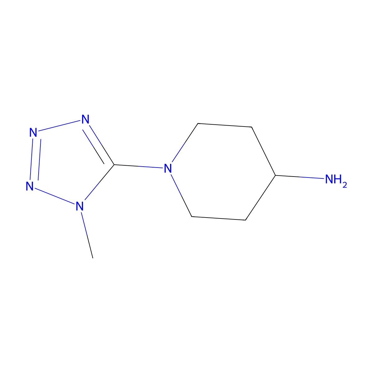 1-(1-methyl-1H-1,2,3,4-tetrazol-5-yl)piperidin-4-amine molecular structure, CAS 1033844-94-8