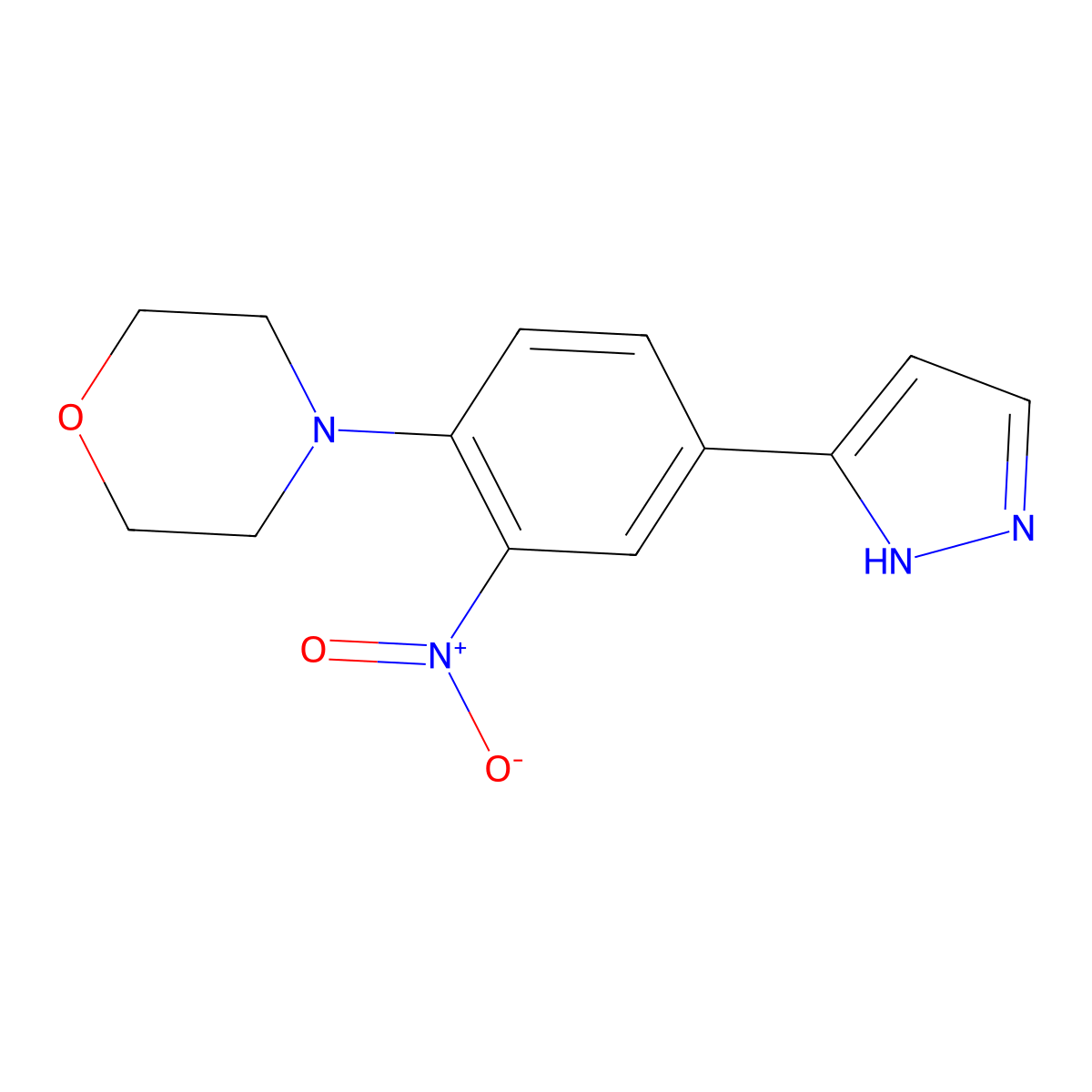 4-[2-nitro-4-(1H-pyrazol-5-yl)phenyl]morpholine molecular structure, CAS 1033847-04-9