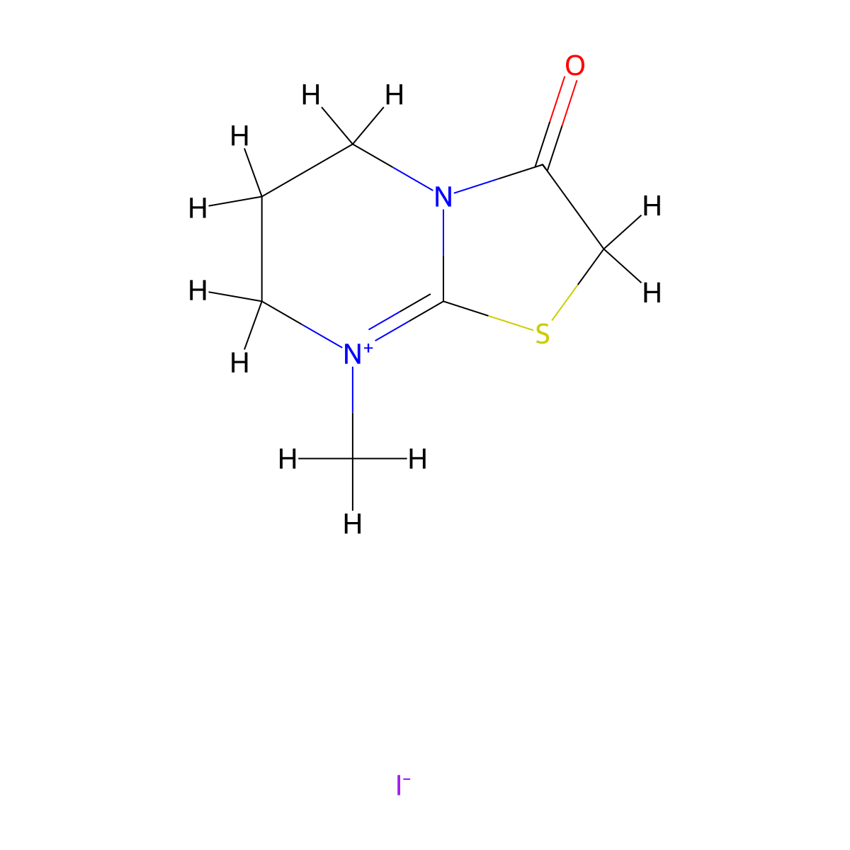 8-methyl-3-oxo-2H,3H,5H,6H,7H-[1,3]thiazolo[3,2-a]pyrimidin-8-ium iodide molecular structure, CAS 1033847-15-2