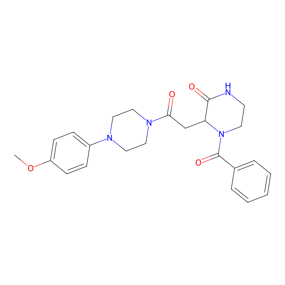 3-{2-[4-(4-Methoxyphenyl)piperazin-1-yl]-2-oxoethyl}-4-(phenylcarbonyl)piperazin-2-one molecular structure, CAS 1033848-00-8