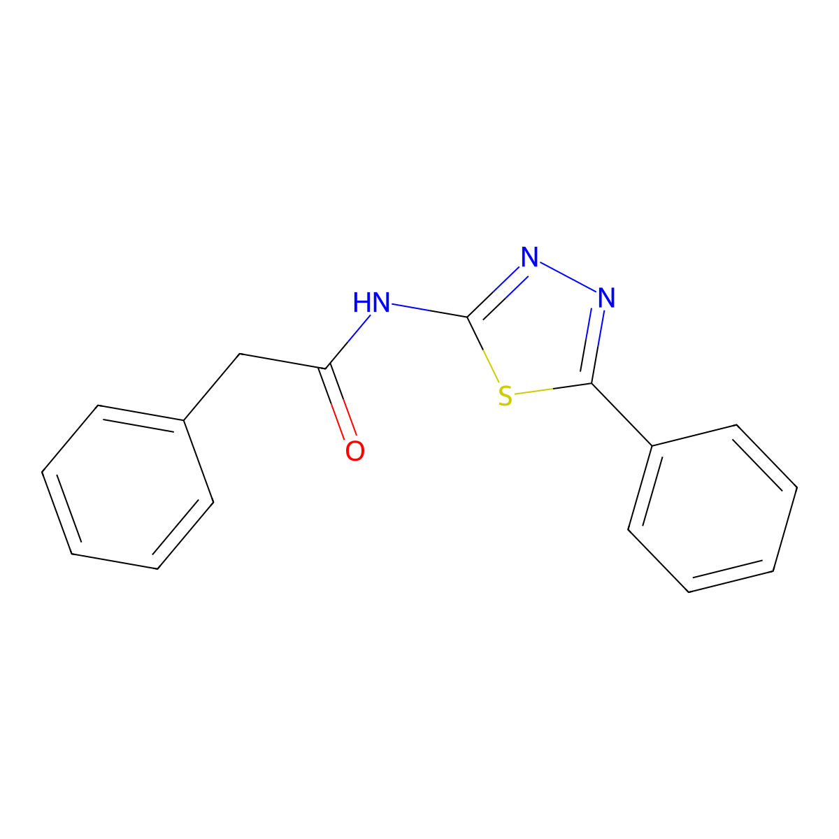 2-phenyl-N-(5-phenyl-1,3,4-thiadiazol-2-yl)acetamide molecular structure, CAS 103385-68-8