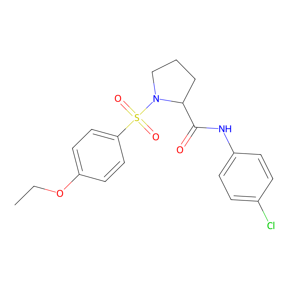 N-(4-chlorophenyl)-1-[(4-ethoxyphenyl)sulfonyl]prolinamide molecular structure, CAS 1033850-79-1