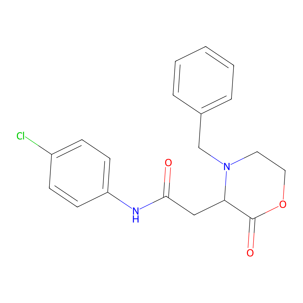 2-(4-benzyl-2-oxomorpholin-3-yl)-N-(4-chlorophenyl)acetamide molecular structure, CAS 1033850-83-7