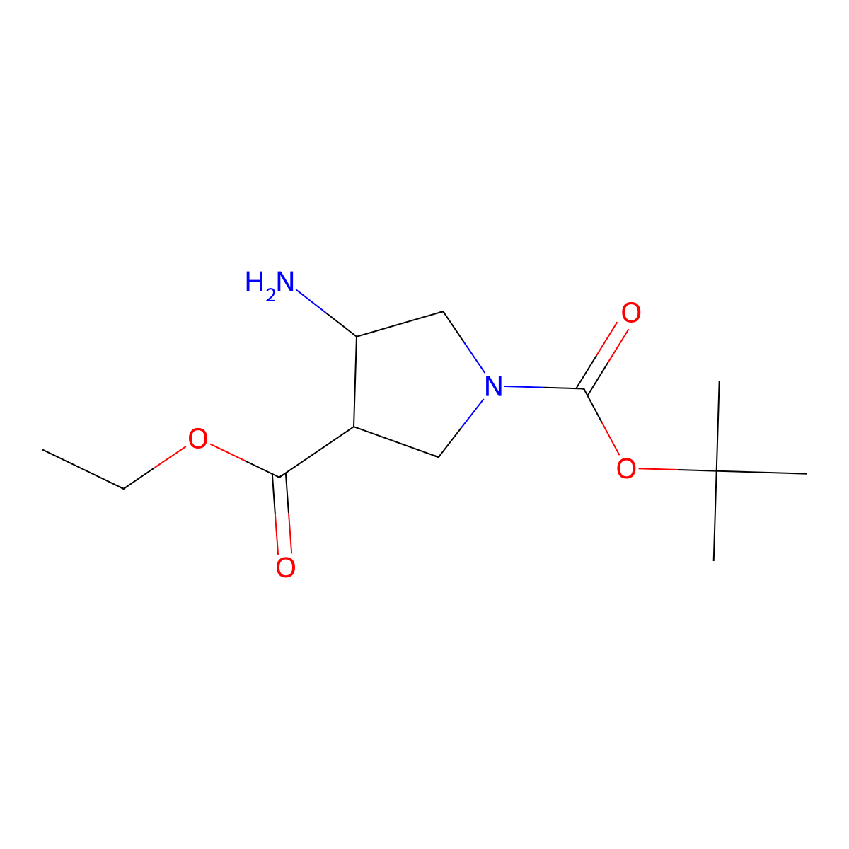 1-Tert-butyl 3-ethyl 4-aminopyrrolidine-1,3-dicarboxylate molecular structure, CAS 1033880-16-8