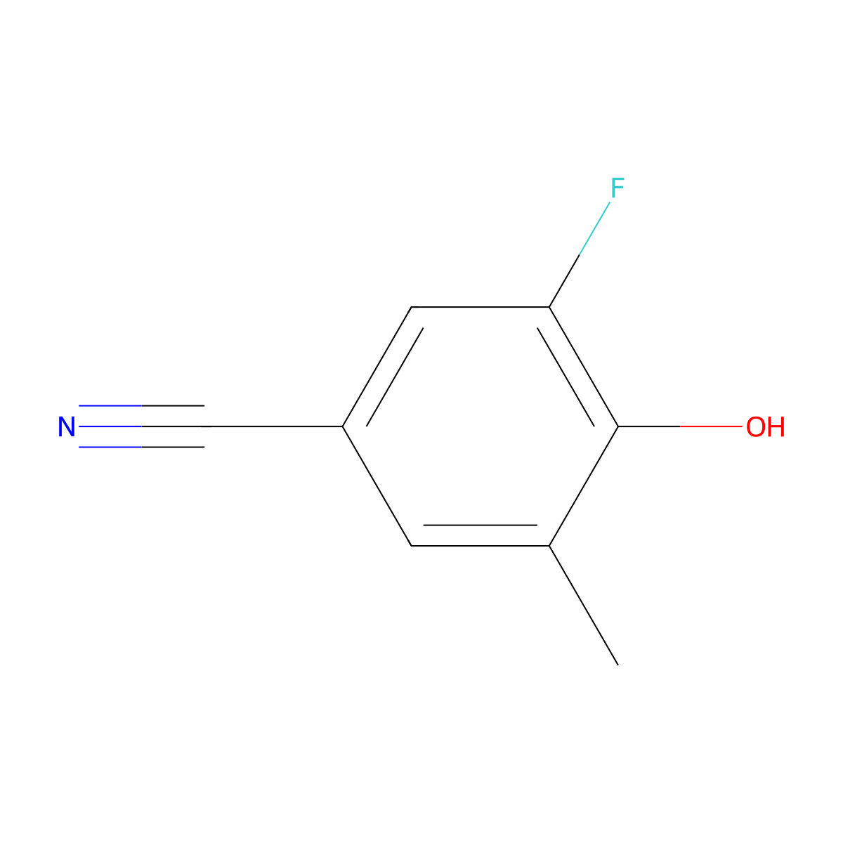 3-Fluoro-4-hydroxy-5-methylbenzonitrile molecular structure, CAS 1033955-92-8
