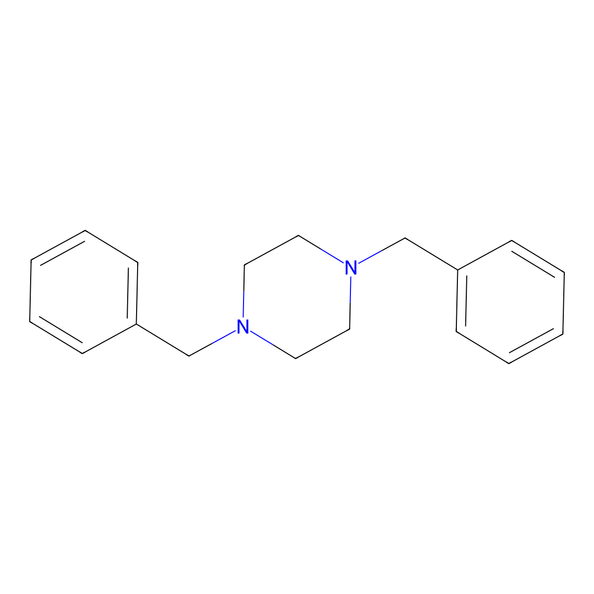 1,4-Dibenzylpiperazine molecular structure, CAS 1034-11-3