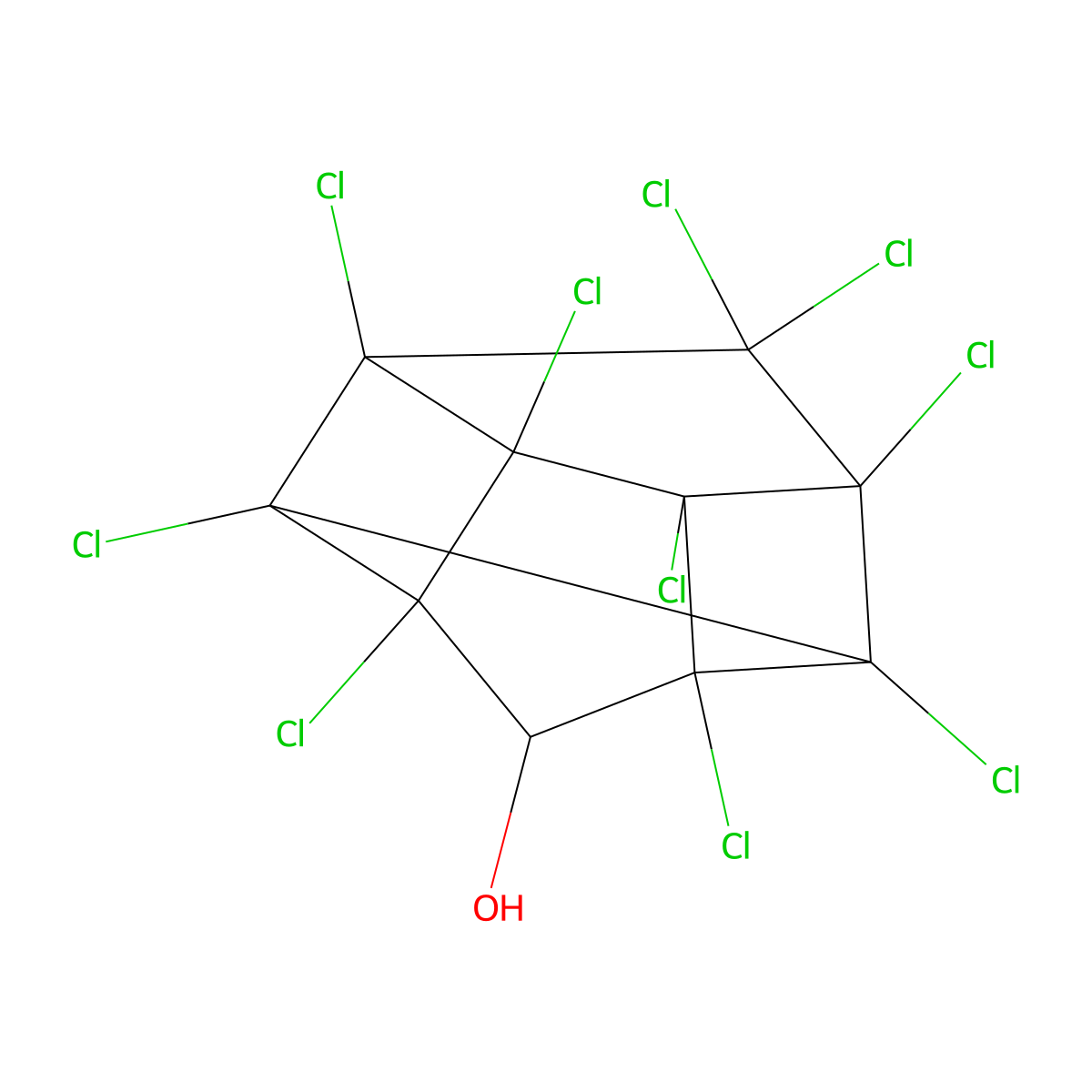 Chlordecone alcohol molecular structure, CAS 1034-41-9