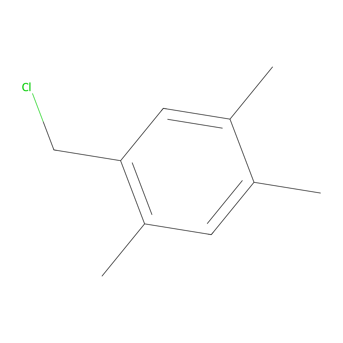 2,4,5-Trimethylbenzyl chloride molecular structure, CAS 10340-77-9