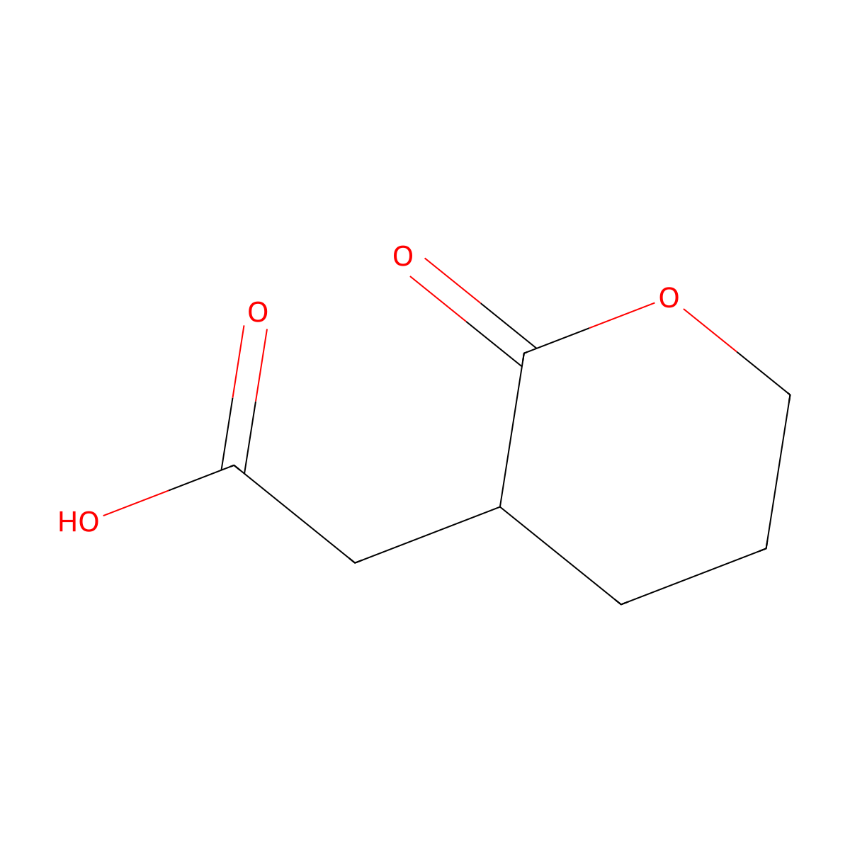 2-(2-oxooxan-3-yl)acetic Acid molecular structure, CAS 10340-94-0