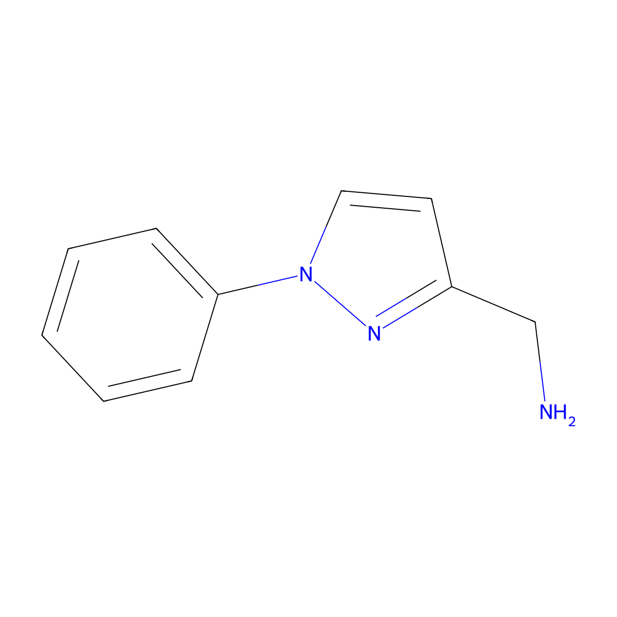 (1-phenyl-1H-pyrazol-3-yl)methanamine molecular structure, CAS 1034024-59-3