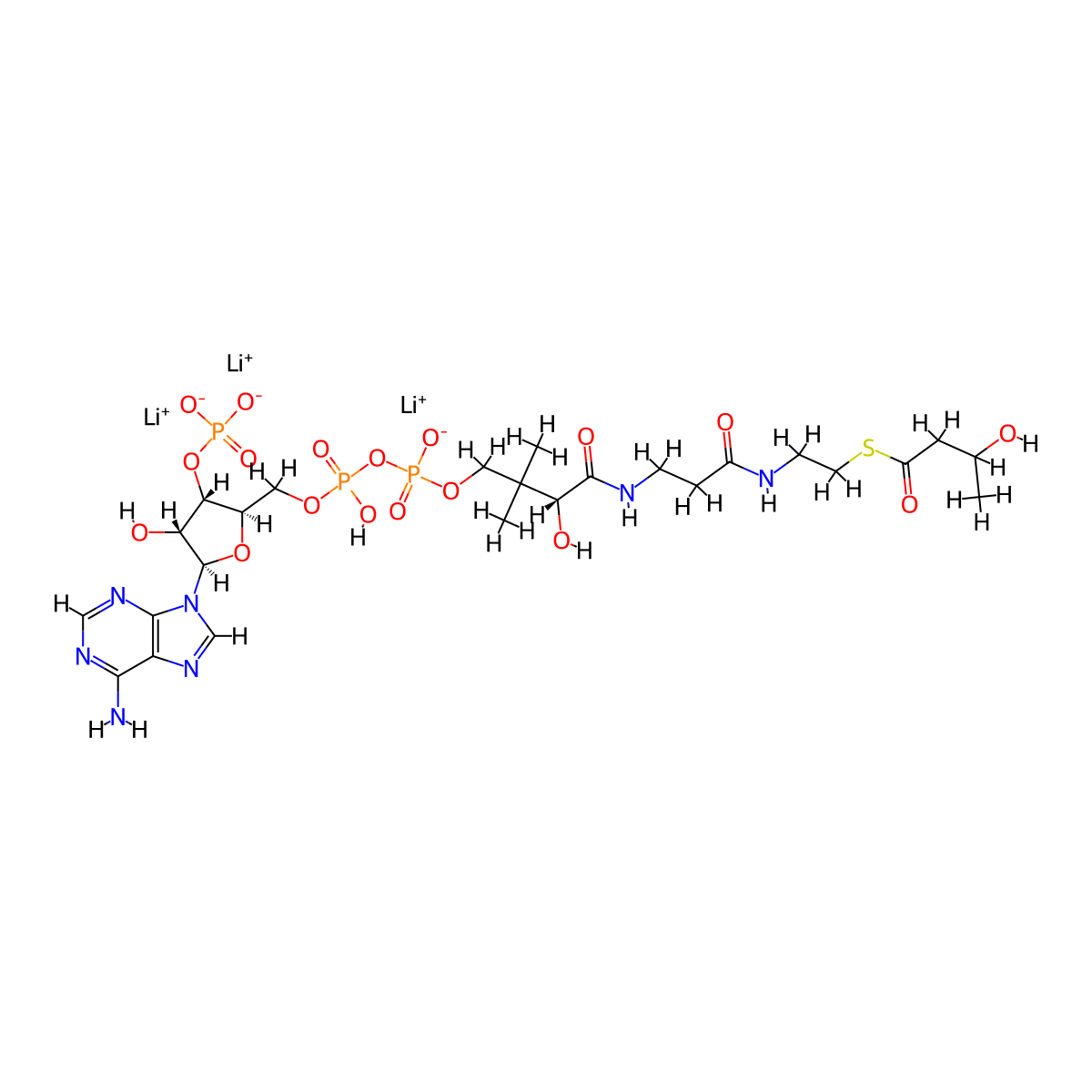 DL-beta-Hydroxybutyryl coenzyme A lithium salt molecular structure, CAS 103404-51-9