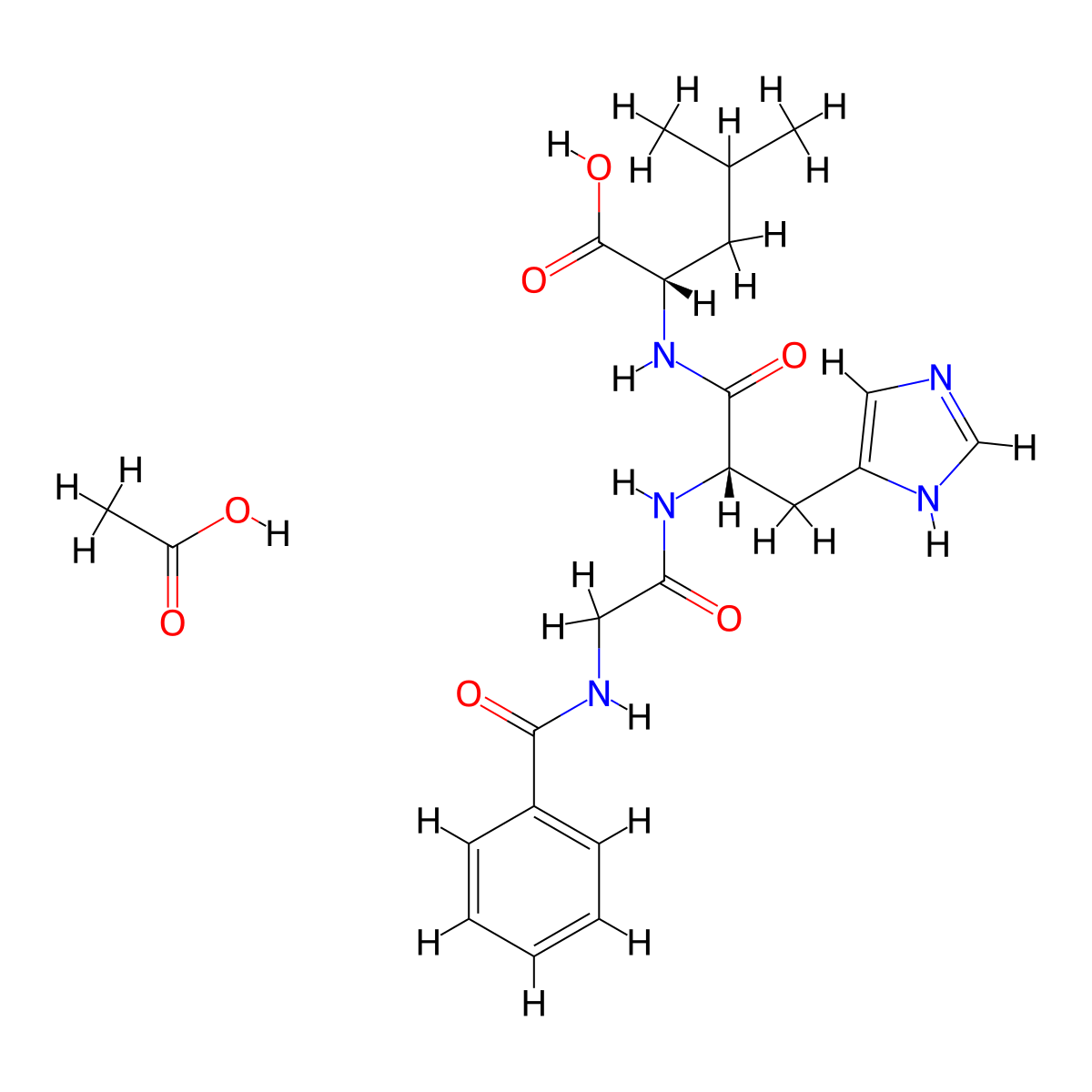 Hippuryl-His-Leu acetate salt molecular structure, CAS 103404-54-2
