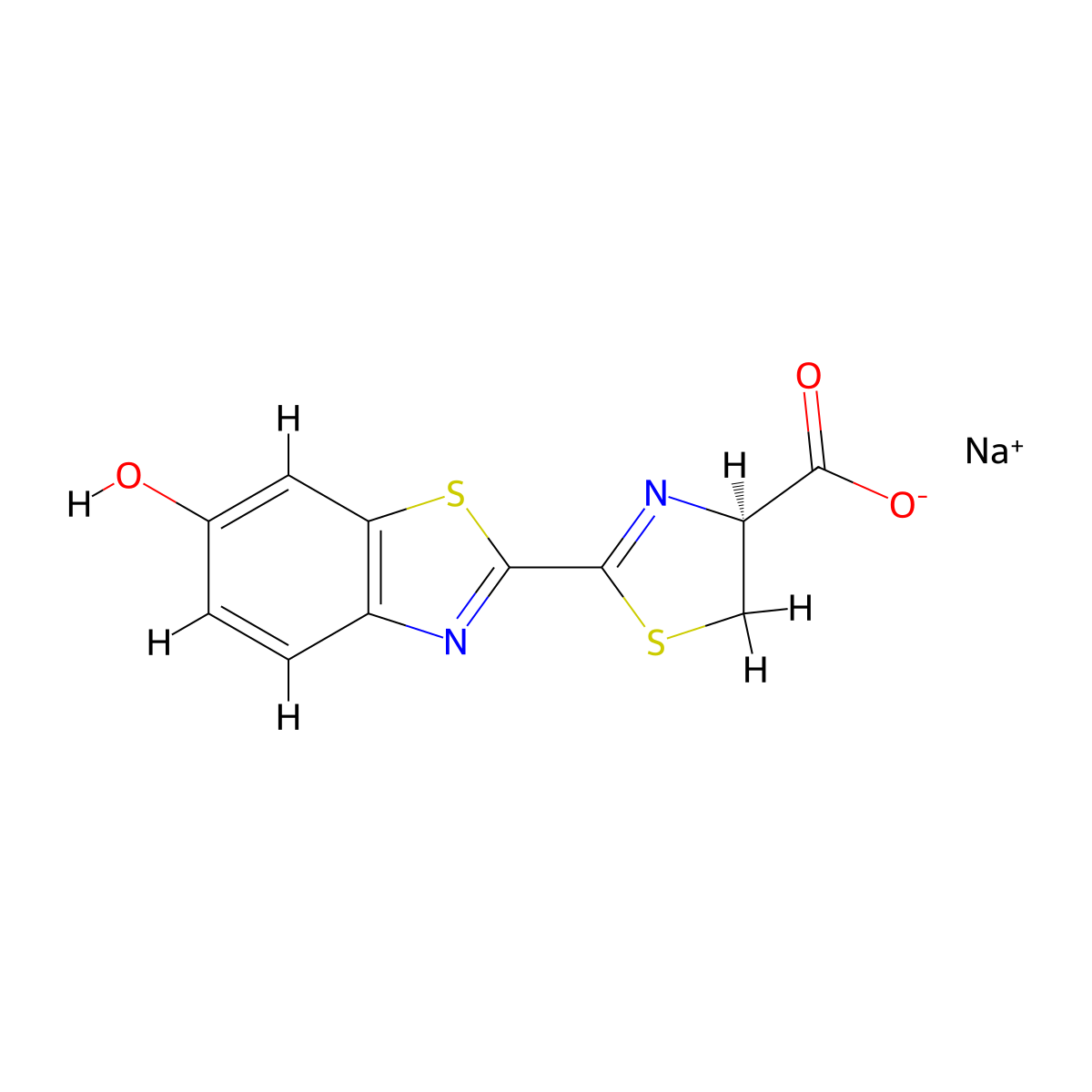 d-luciferin sodium salt molecular structure, CAS 103404-75-7