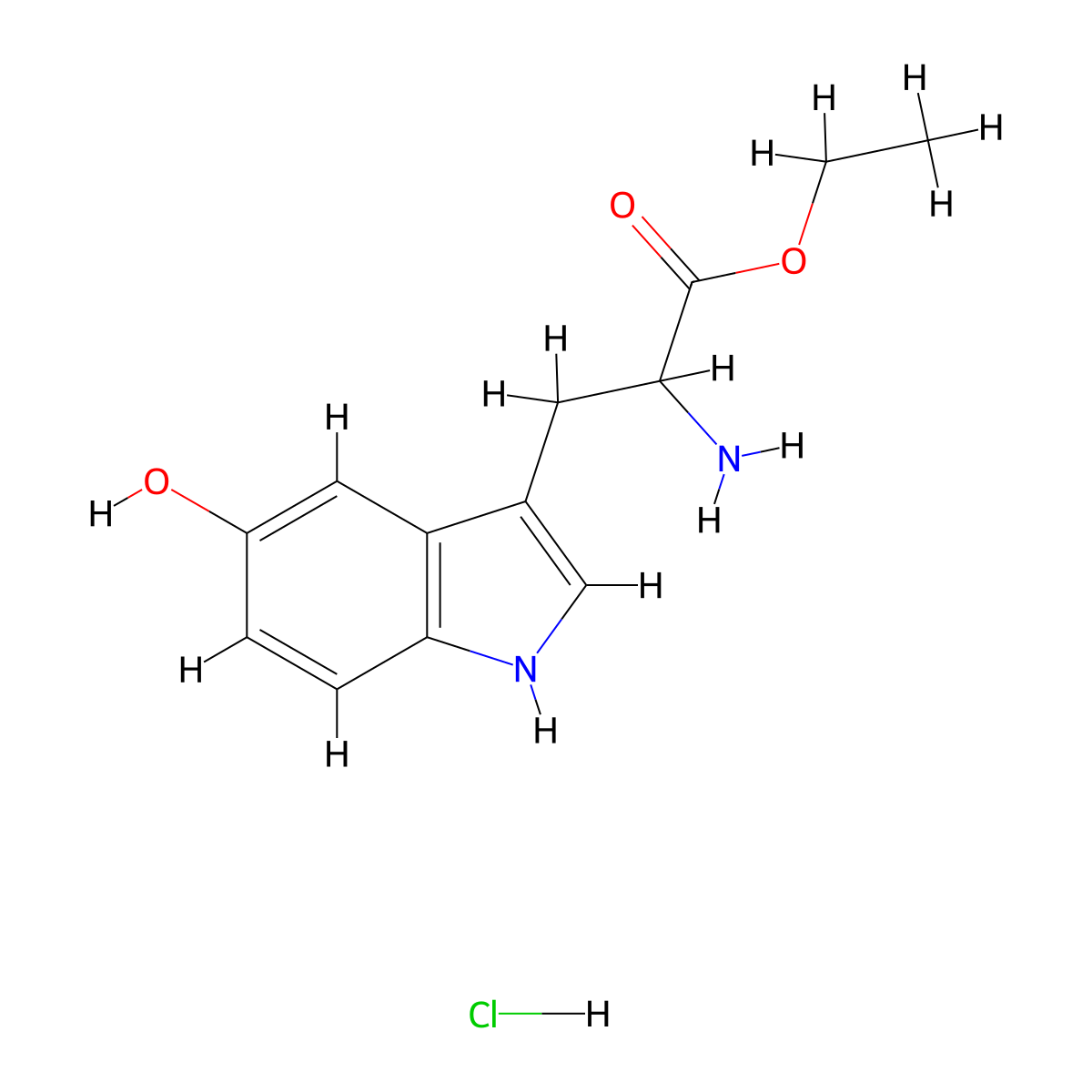 Ethyl 2-amino-3-(5-hydroxy-1H-indol-3-yl)propanoate hydrochloride molecular structure, CAS 103404-89-3