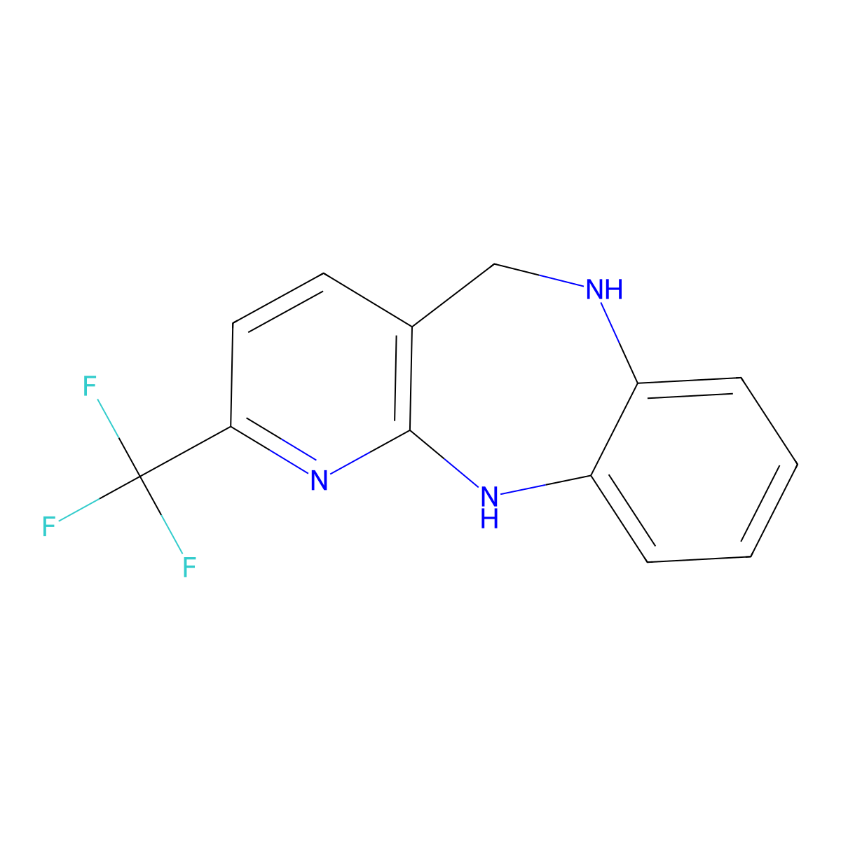 6,11-Dihydro-2-(trifluoromethyl)-5H-pyrido[2,3-B][1,5]benzodiazepine molecular structure, CAS 1034047-06-7