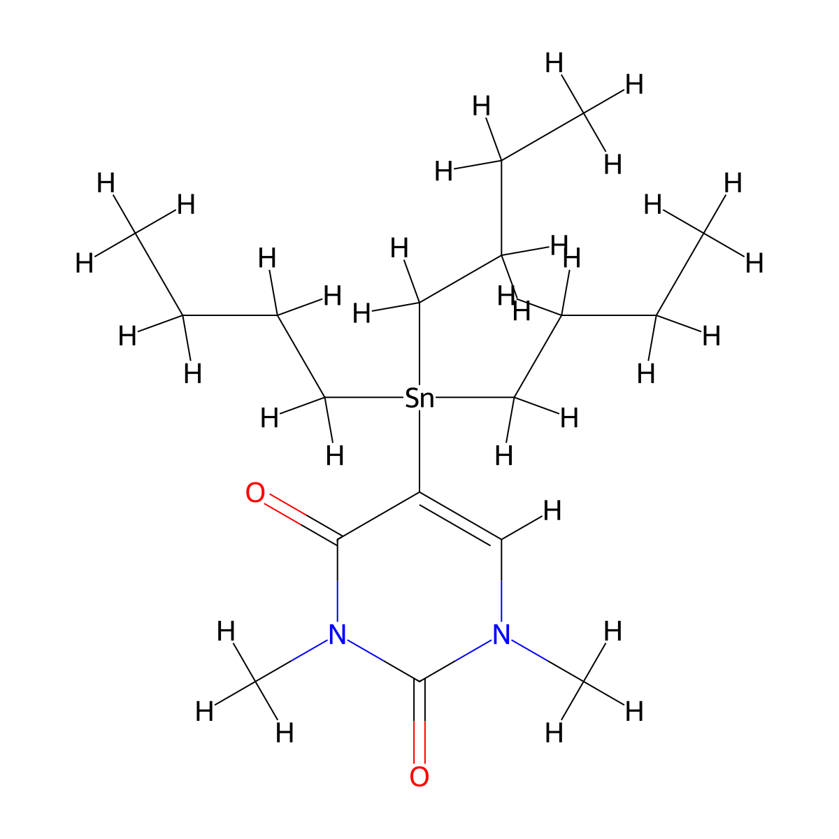 1,3-Dimethyl-5-(tributylstannyl)pyrimidine-2,4(1H,3H)-dione molecular structure, CAS 103408-63-5
