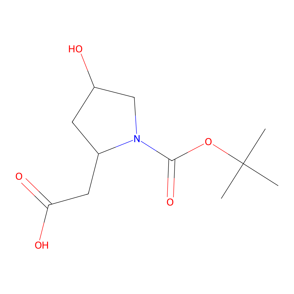 2-((2S,4R)-1-((tert-butoxy)carbonyl)-4-hydroxypyrrolidin-2-yl)acetic acid molecular structure, CAS 1034128-41-0