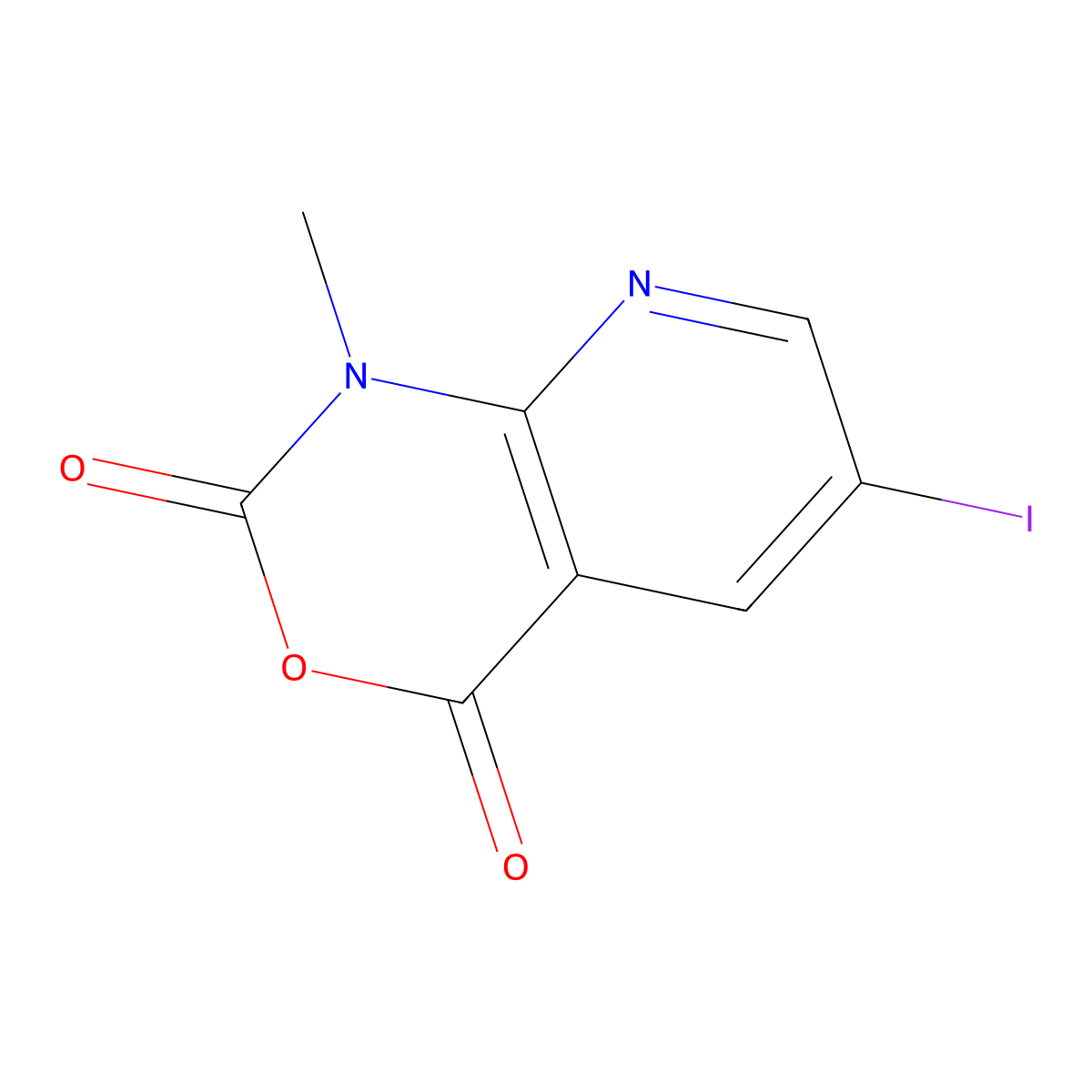 6-Iodo-1-methyl-1H-pyrido[2,3-d][1,3]oxazine-2,4-dione molecular structure, CAS 1034131-28-6