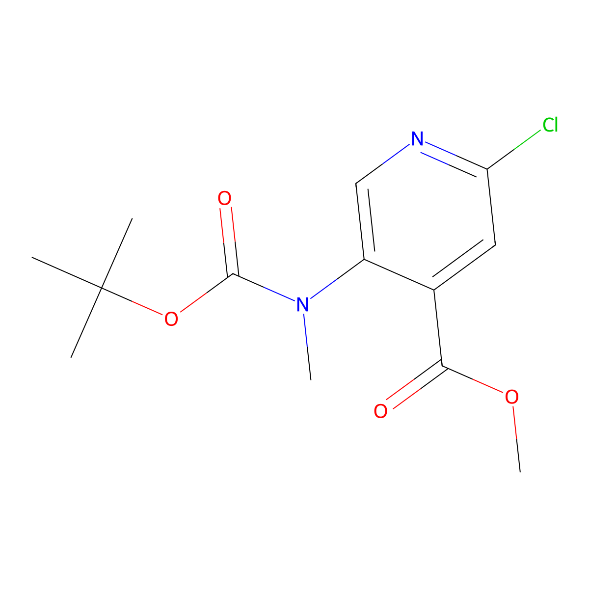 Methyl 5-((tert-butoxycarbonyl)(methyl)amino)-2-chloroisonicotinate molecular structure, CAS 1034131-89-9