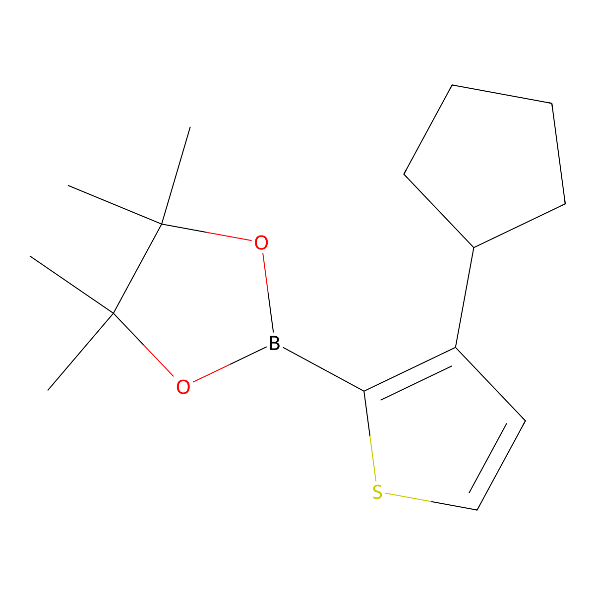 2-(3-Cyclopentylthiophen-2-yl)-4,4,5,5-tetramethyl-1,3,2-dioxaborolane molecular structure, CAS 1034138-15-2