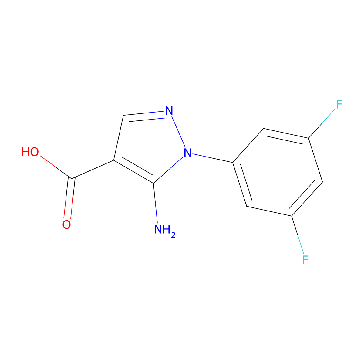 5-amino-1-(3,5-difluorophenyl)-1H-pyrazole-4-carboxylic acid molecular structure, CAS 1034142-07-8