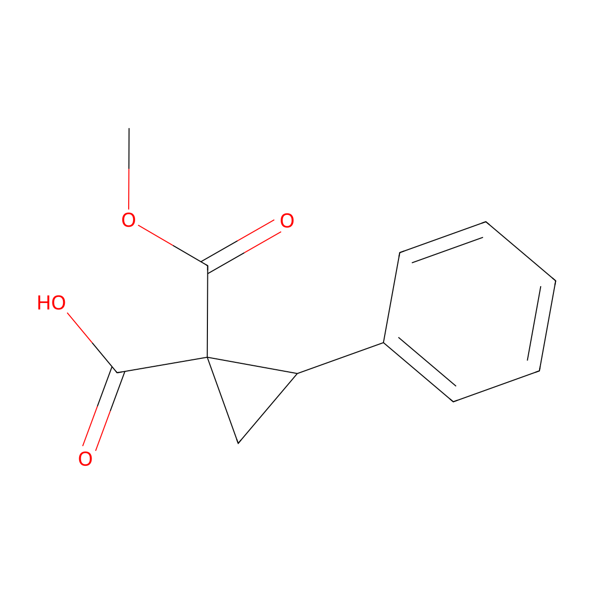 1-(Methoxycarbonyl)-2-phenylcyclopropane-1-carboxylic acid molecular structure, CAS 1034147-27-7