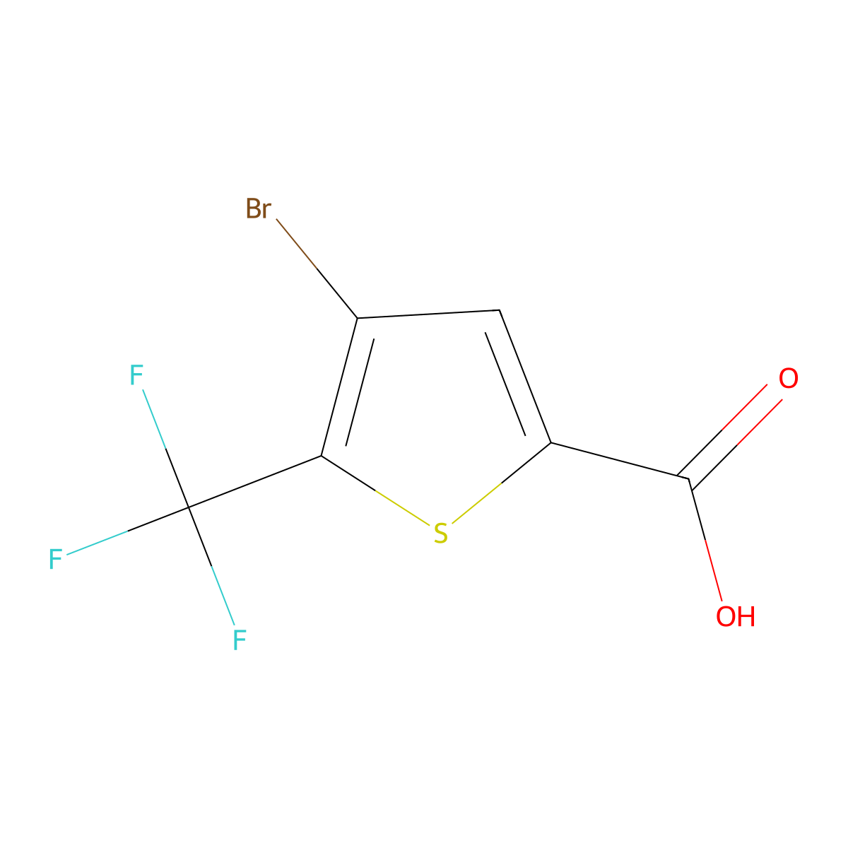 4-Bromo-5-(trifluoromethyl)thiophene-2-carboxylic acid molecular structure, CAS 1034188-24-3