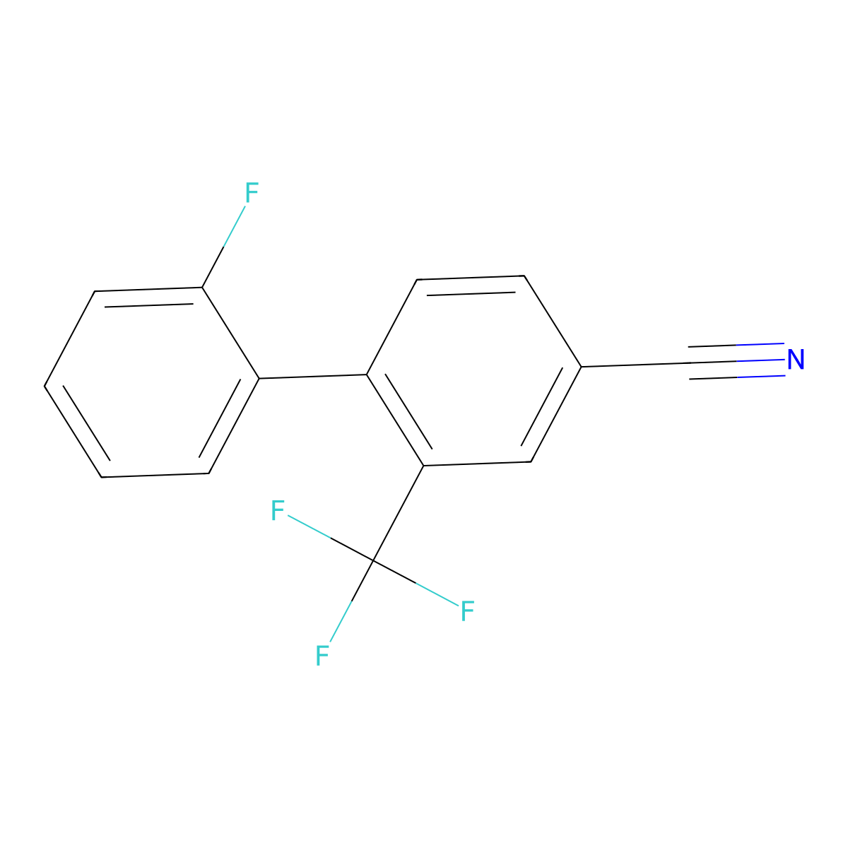 2'-Fluoro-2-(trifluoromethyl)-[1,1'-biphenyl]-4-carbonitrile molecular structure, CAS 1034188-54-9