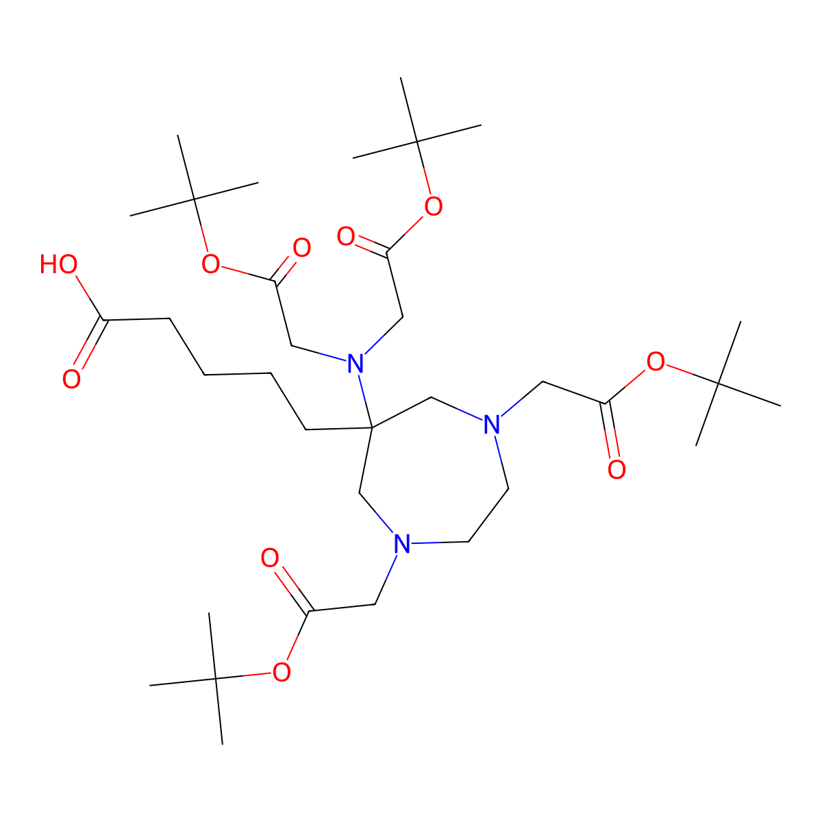 5-(6-(Bis(2-(tert-butoxy)-2-oxoethyl)amino)-1,4-bis(2-(tert-butoxy)-2-oxoethyl)-1,4-diazepan-6-YL)pentanoic acid molecular structure, CAS 1034196-97-8