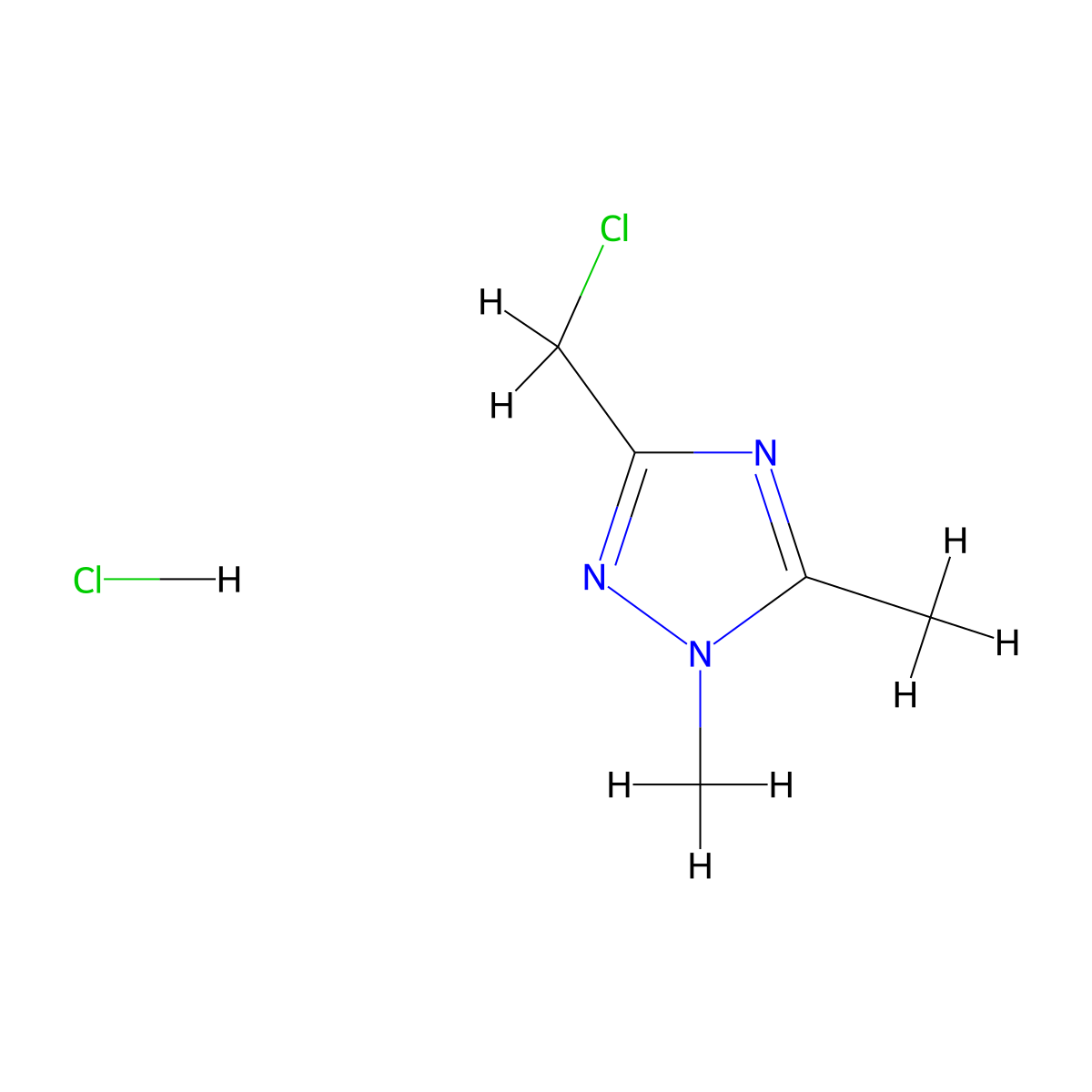 3-(chloromethyl)-1,5-dimethyl-1H-1,2,4-triazole hydrochloride molecular structure, CAS 1034197-37-9