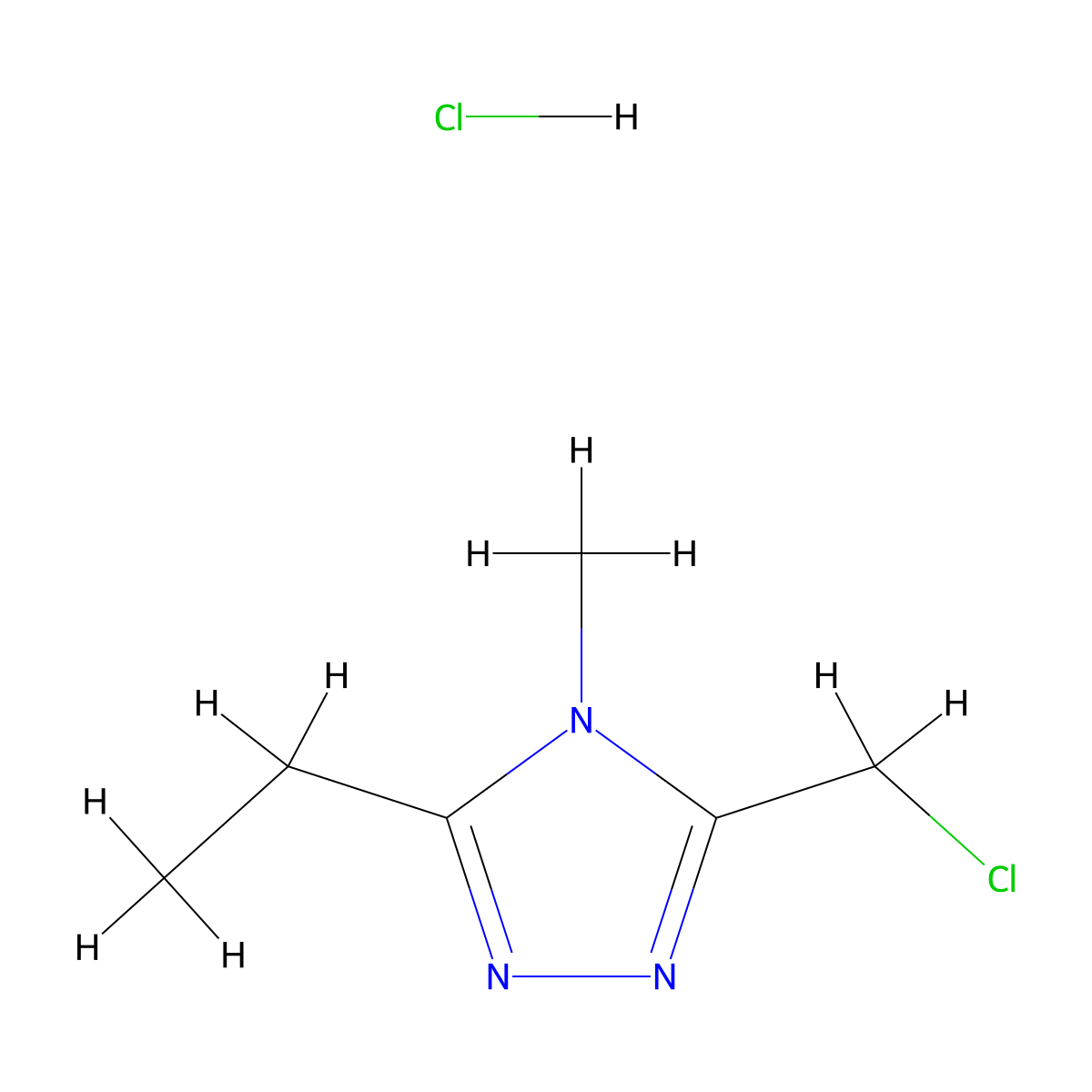 3-(chloromethyl)-5-ethyl-4-methyl-4H-1,2,4-triazole hydrochloride molecular structure, CAS 1034197-71-1