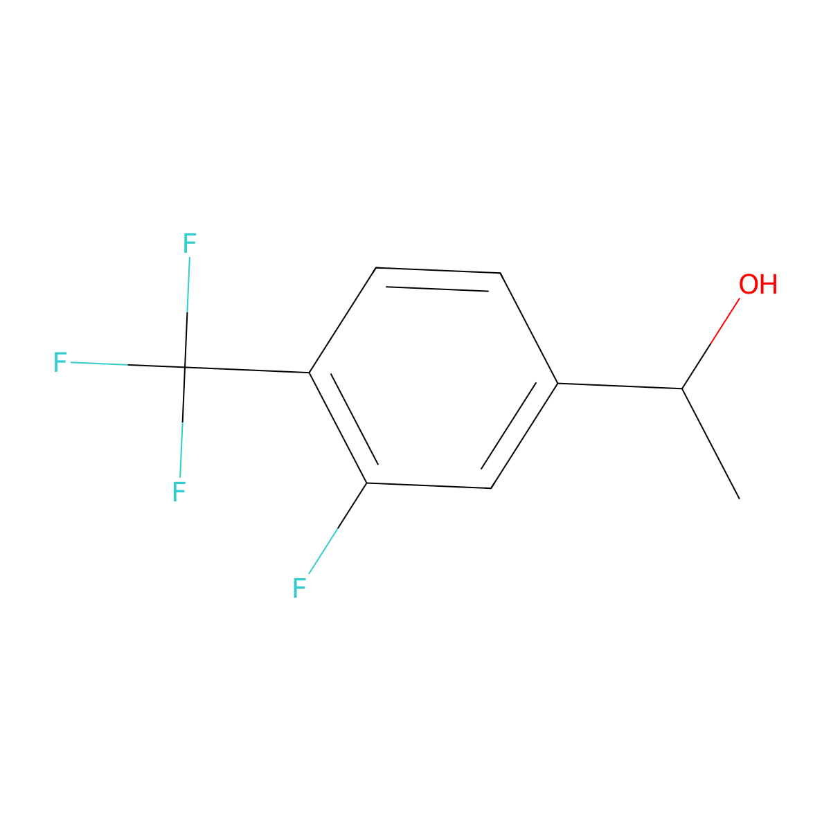 3-Fluoro-alpha-methyl-4-(trifluoromethyl)benzenemethanol molecular structure, CAS 1034266-00-6