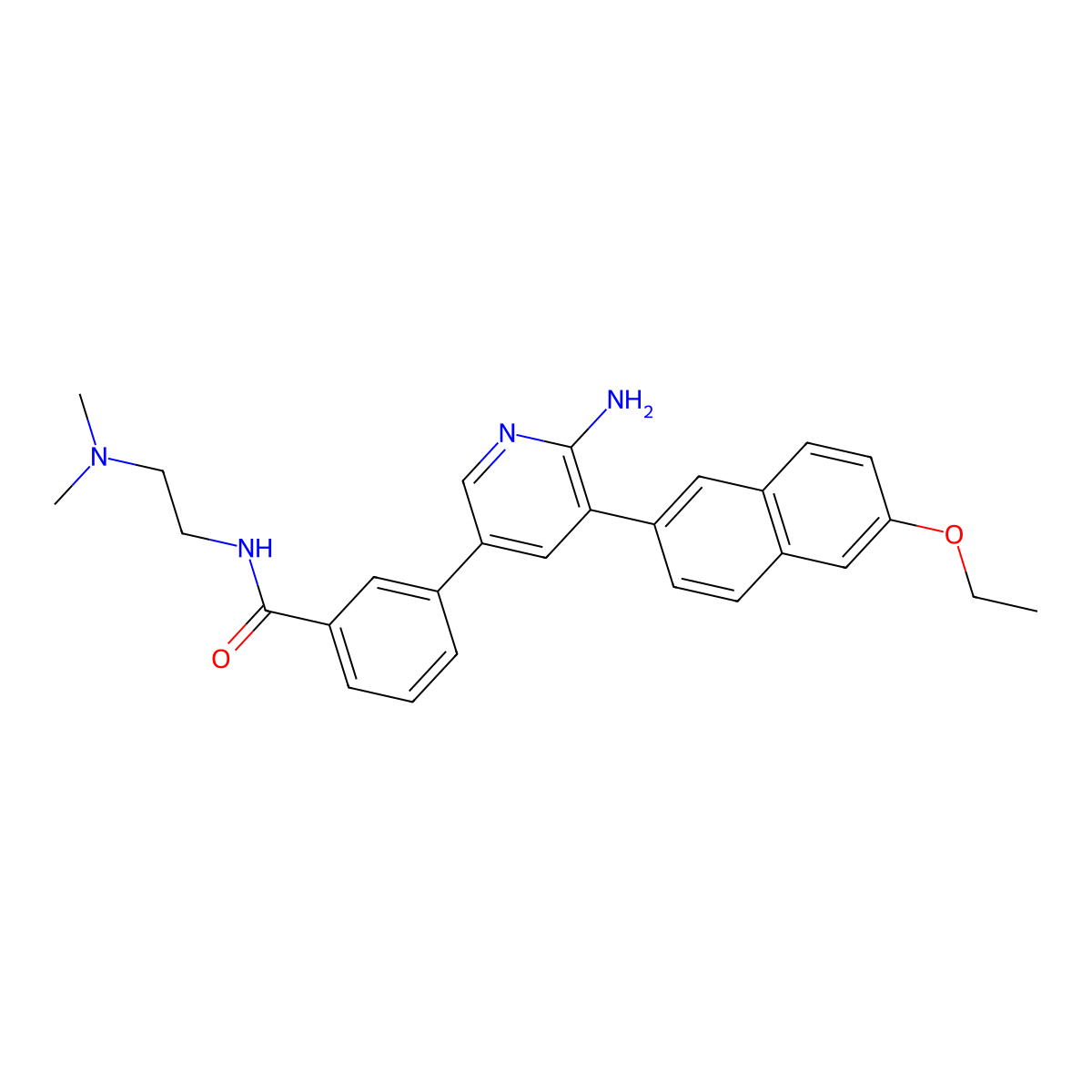 3-[6-amino-5-(6-ethoxynaphthalen-2-yl)pyridin-3-yl]-N-[2-(dimethylamino)ethyl]benzamide molecular structure, CAS 1034297-58-9